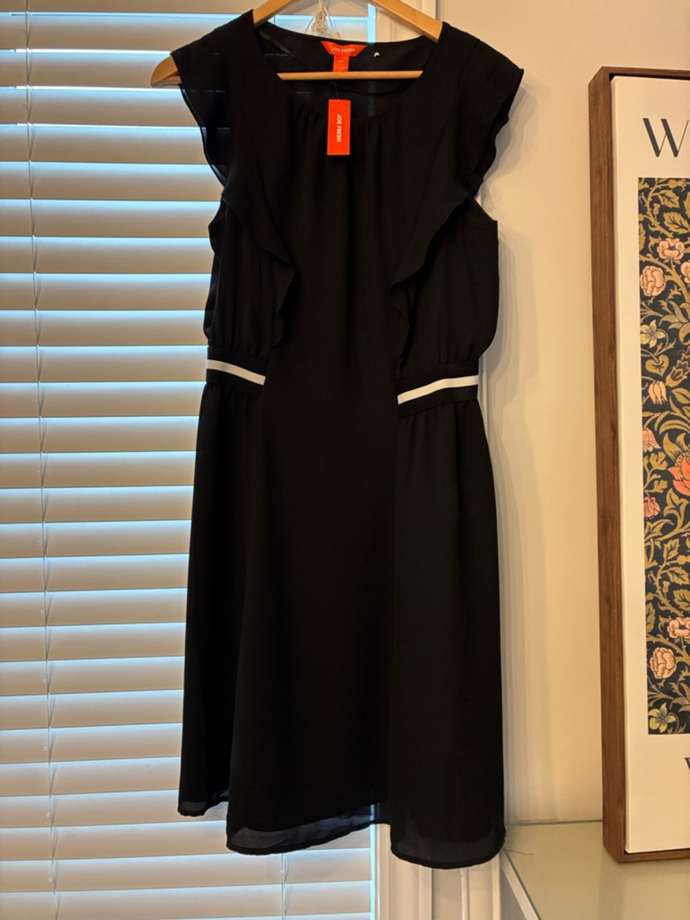 Joe Fresh Black Midi Dress with White Waist Trim